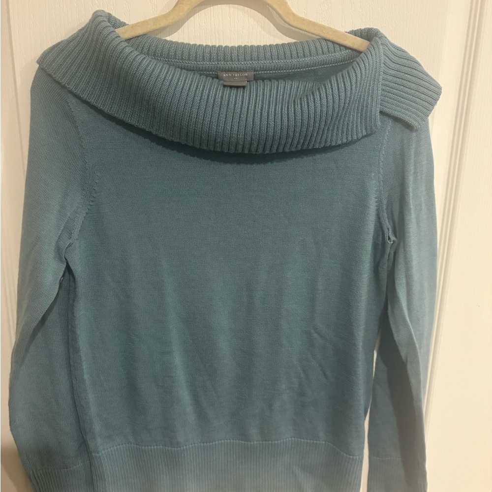 Ann Taylor Blue Cowl Neck Sweater